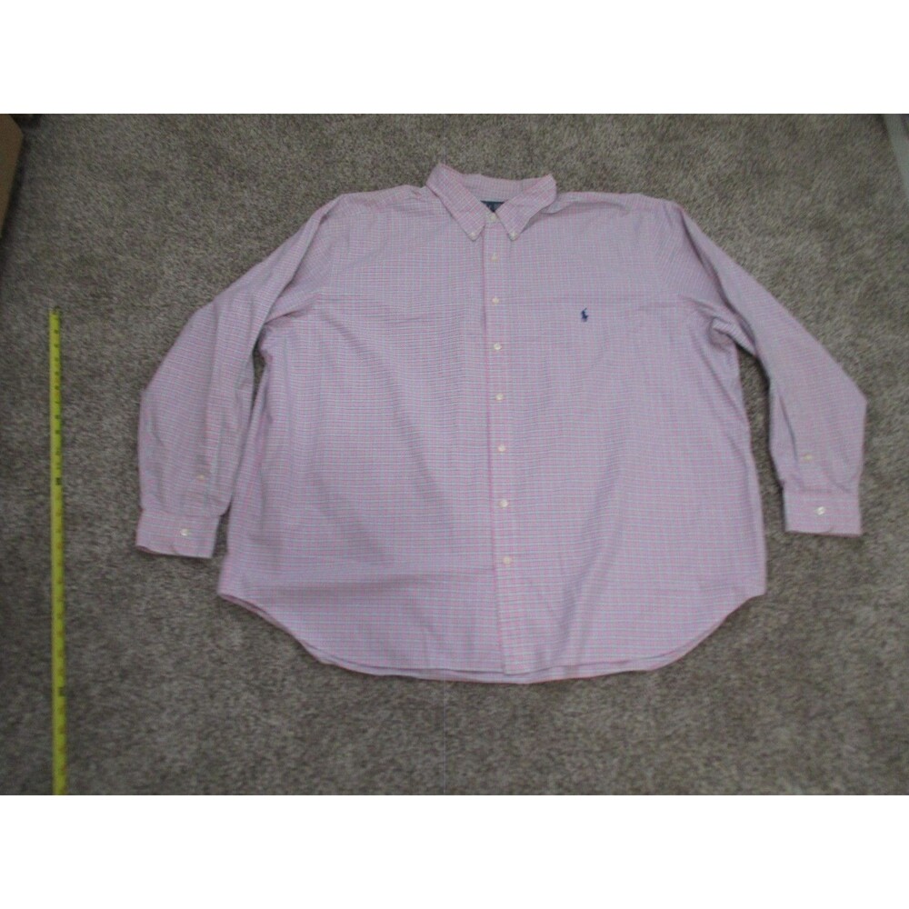 Polo Ralph Lauren Men's 3XB Pink/White Check Button-Down Long Sleeve Shirt